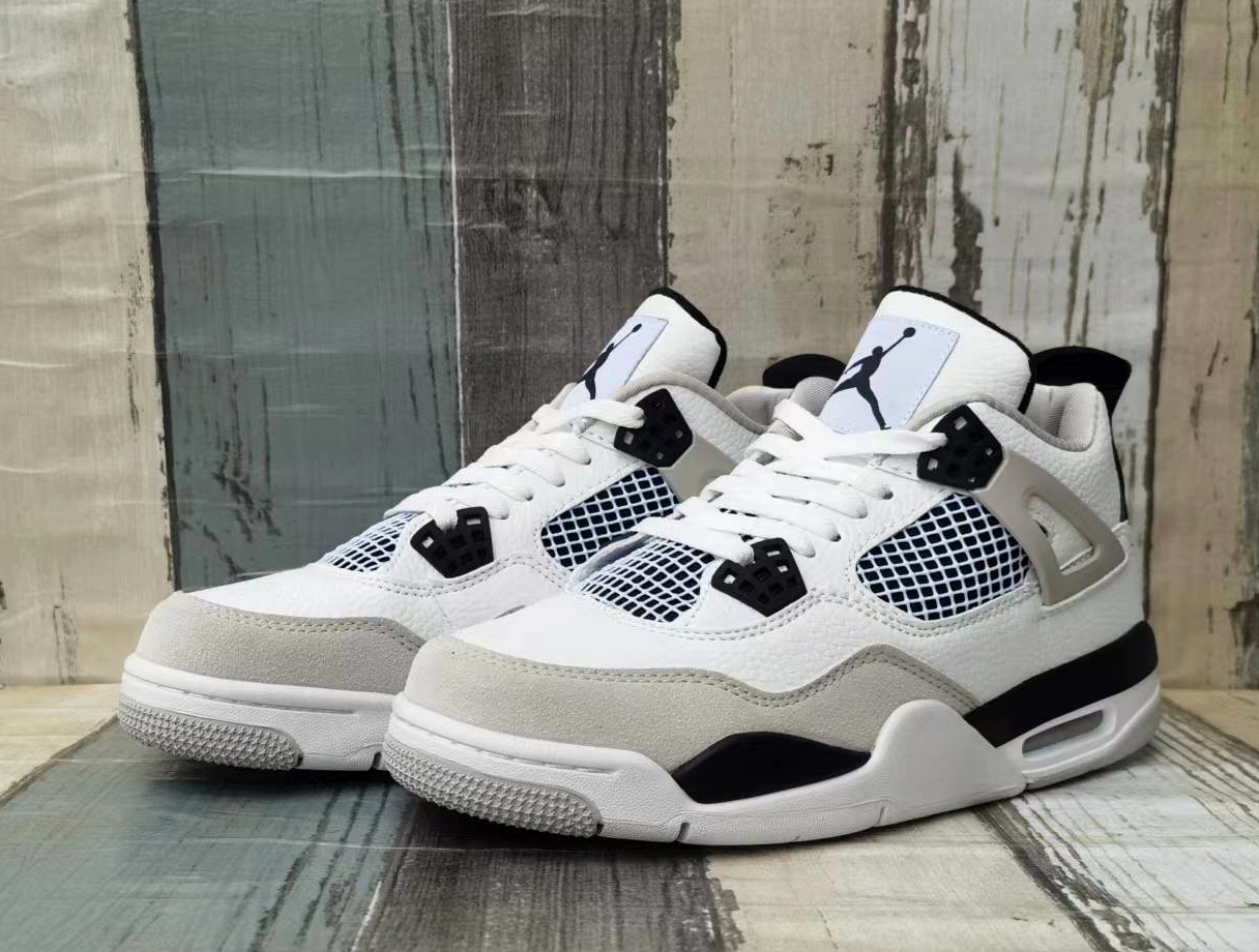 New 2022 Air Jordan 4 Retro White Grey Black Blue Shoes